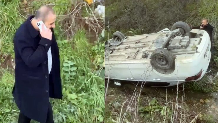 Araçla takla attı, telefonla yakınlarını arayıp espri yaptı
