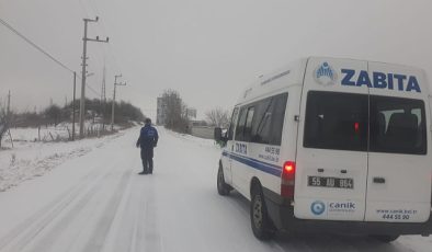 Canik’te Kar Yağışına Anında Müdahale