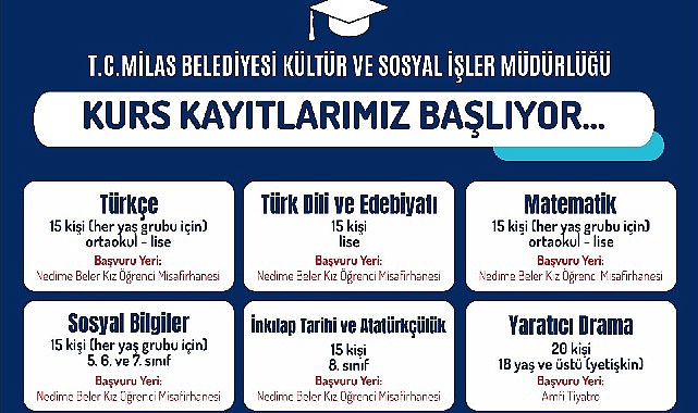 Milas Belediyesi’nin eğitime takviye kurslarına müracaatlar başladı