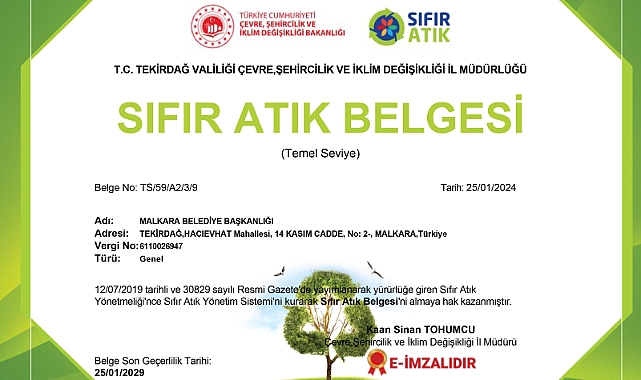 Sıfır atık dokümanını Malkara’ya kazandırdık