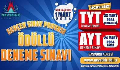 Nevşehir Belediyesi’nden TYT ve AYT imtihanlarına hazırlanan gençler için gerçek imtihan provası