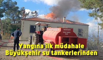 Yangına ilk müdahale Büyükşehir su tankerlerinden