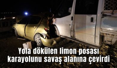 Yola dökülen limon posası karayolunu savaş alanına çevirdi: 1 ölü, 11 yaralı