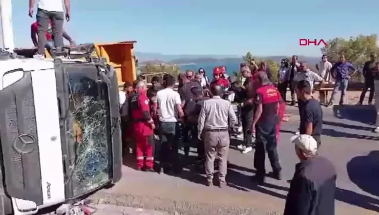 Bodrum’da Kaza: Hafriyat Kamyonu Devrildi