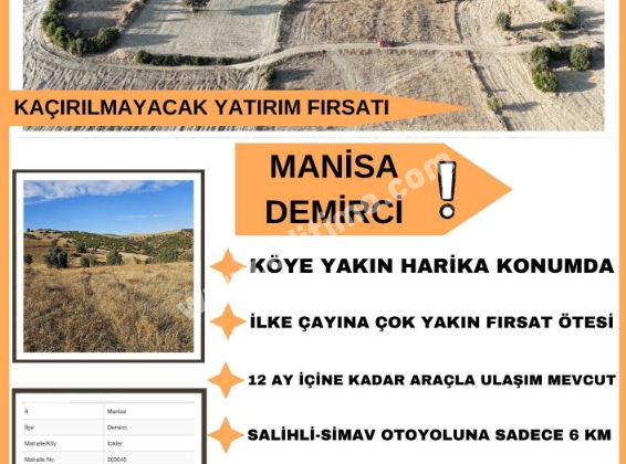 Manisa Demirci’de Kaçırılmayacak Yatırım Fırsatı: 13.116 m² Tarla Satılık