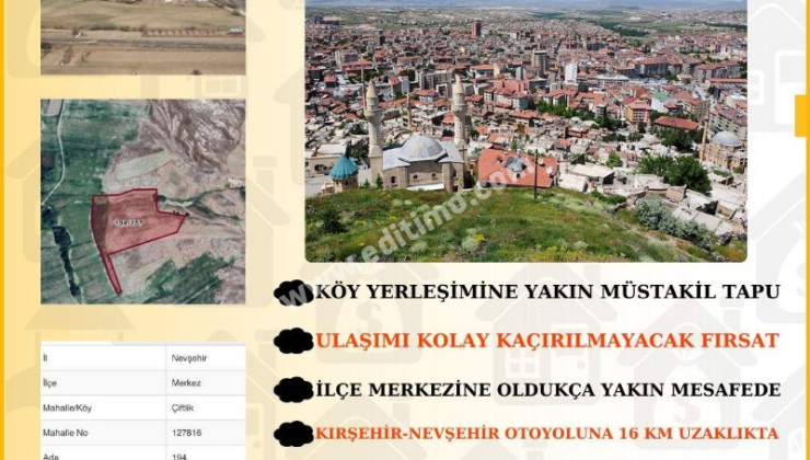 Nevşehir Merkez’de 13.441 m² Tarla Satılık – Yatırım Fırsatı