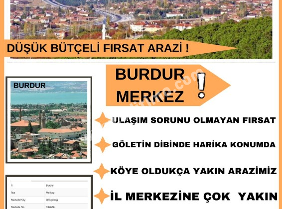 Burdur Merkez Gökçebağ’da 1.716 m² Tarla: Düşük Bütçeli Yatırım Fırsatı
