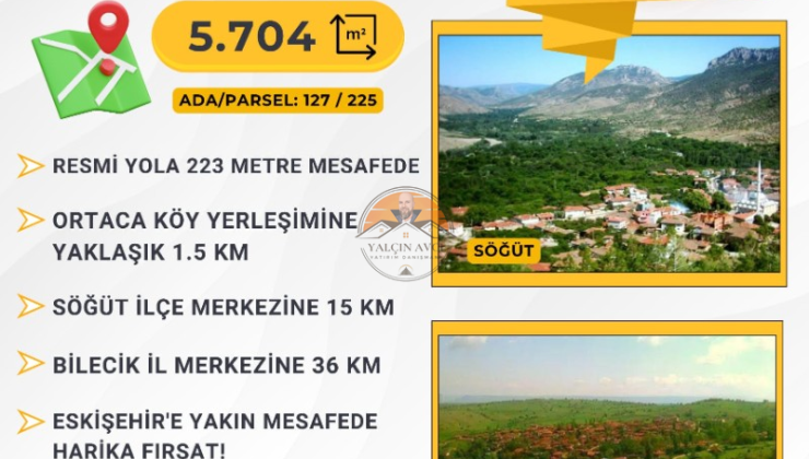 Bilecik Söğüt Ortaca’da 5.704 m² Arazi: Yatırım İçin Kaçırılmayacak Fırsat