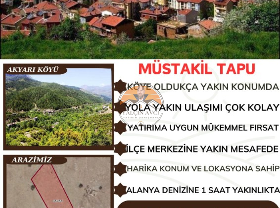 Antalya Akyarı Köyü’nde 1.376 m² Müstakil Tapulu Arazi: Kaçırılmayacak Yatırım Fırsatı