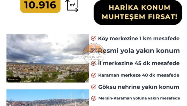 Karaman Merkez Elmadağı’nda 10.916 m² Müstakil Tapulu Arazi: Harika Konumda Yatırım Fırsatı