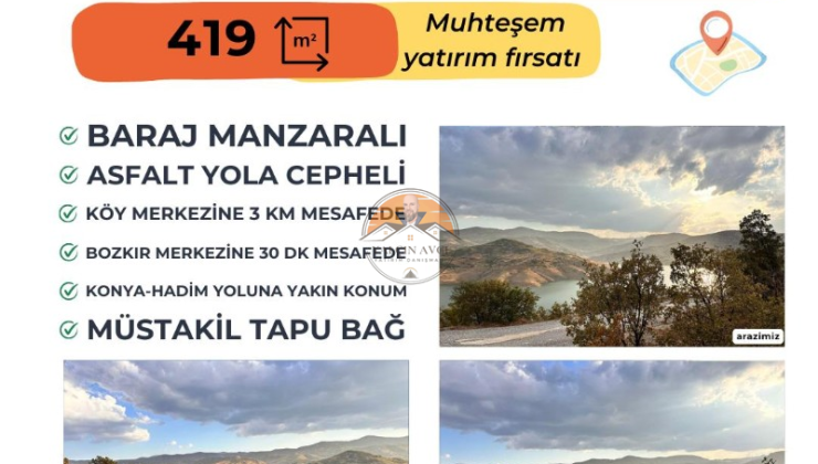 Konya Bozkır Yelbeği’nde 419 m² Müstakil Tapulu Bağ: Muhteşem Yatırım Fırsatı