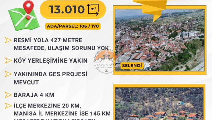 Manisa Selendi Karakozan’da 13.010 m² Yatırımlık Arazi: Harika Konumda Fırsat