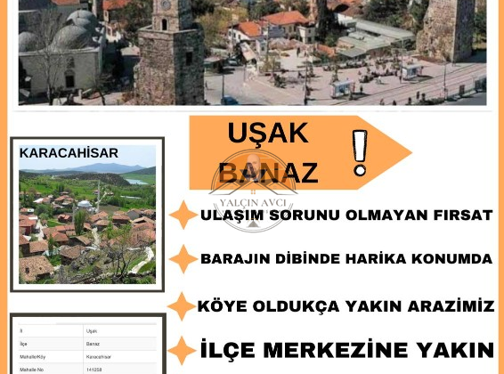 Uşak Banaz Karacahisar’da 5.086 m² Yatırımlık Tarla