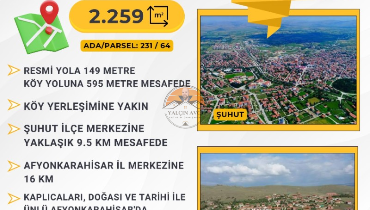 Afyonkarahisar Şuhut Çakırözü’nde 2.259 m² Yatırımlık Arazi: Kaçırılmayacak Fırsat