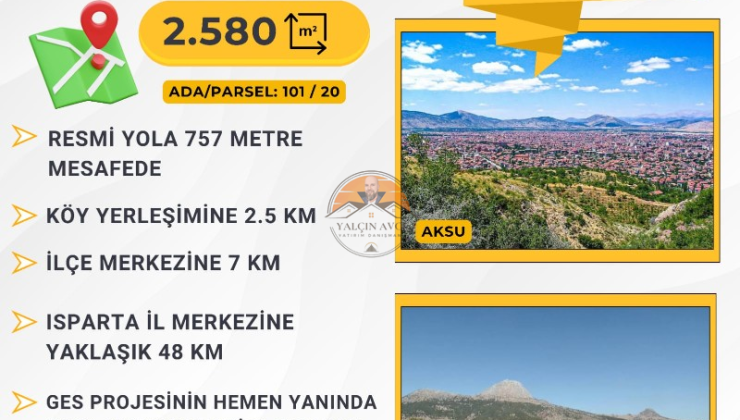 Isparta Aksu Terziler’de 2.580 m² Yatırımlık Arazi