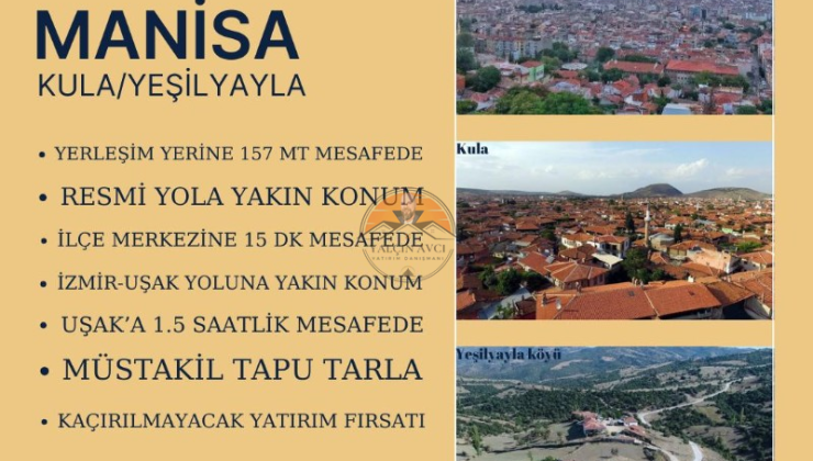 Manisa Kula Yeşilyayla’da Müstakil Tapulu Tarla Fırsatı