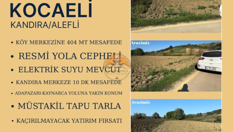 Kocaeli Kandıra Alefli’de Müstakil Tapulu Yatırımlık Tarla
