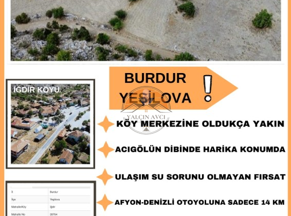Burdur Yeşilova Iğdır Köyü’nde Yatırımlık Geniş Tarla Fırsatı