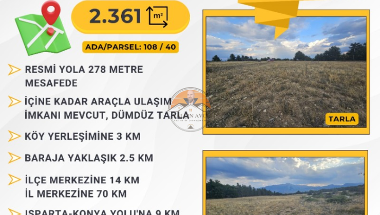 Isparta Şarkikaraağaç Örenköy’de Yatırımlık Harika Tarla