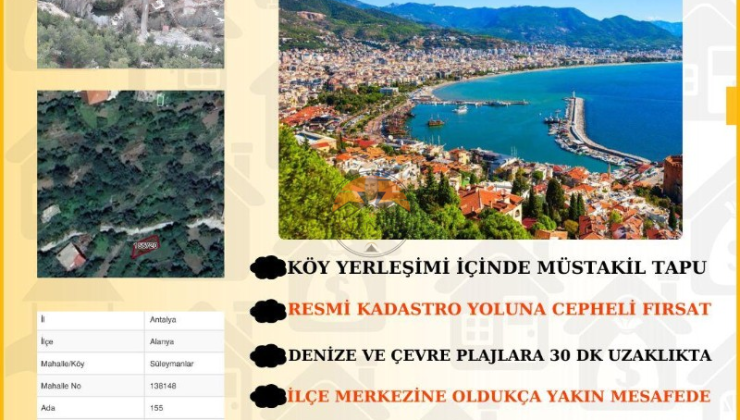 Antalya Alanya’da Yatırımlık Fırsat Arazi