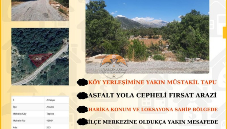 Antalya Akseki’de Yatırımlık Arazi
