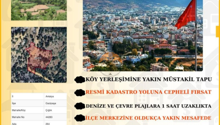Antalya Gazipaşa’da Yatırımlık Tarla Fırsatı