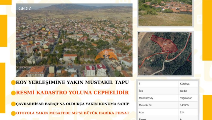 Kütahya Gediz’de Yatırımlık Tarla