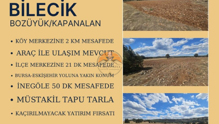 Bilecik Bozüyük’te Yatırımlık Tarla