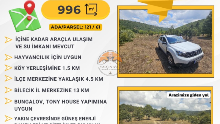 Bilecik Pazaryeri’nde Yatırımlık Arsa