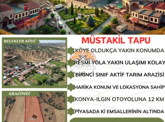 Konya Ilgın Beleker’de 7.057 m² Müstakil Tapulu Tarım Arazisi