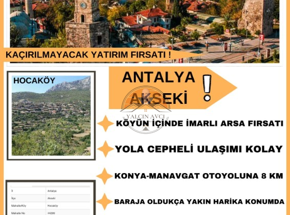 Antalya Akseki Hoca Köyü’nde 295 m² İmarlı Arsa – Köy İçinde Kaçırılmayacak Fırsat