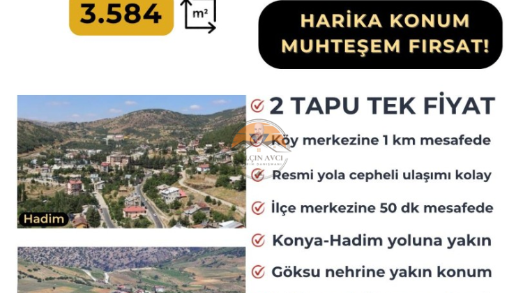 Konya Hadim Göynükkışla’da 3.584 m² Müstakil Tapulu Bağ – Yatırım İçin Kaçırılmayacak Fırsat