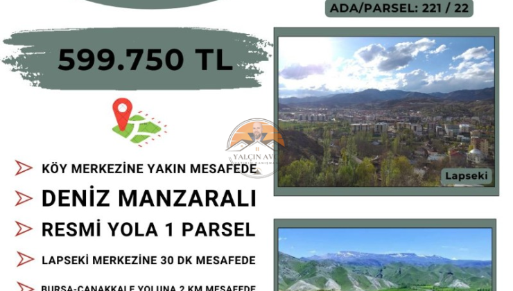 Çanakkale Lapseki Güreci’de 2.630 m² Deniz Manzaralı Müstakil Tapulu Tarla – Yatırım İçin Kaçırılmayacak Fırsat