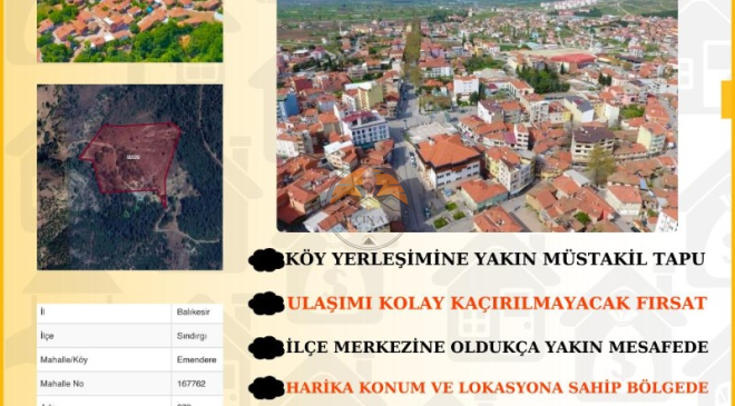 Balıkesir Sındırgı Emendere’de Müstakil Tapulu Tarla – Yatırım İçin Kaçırılmayacak Fırsat