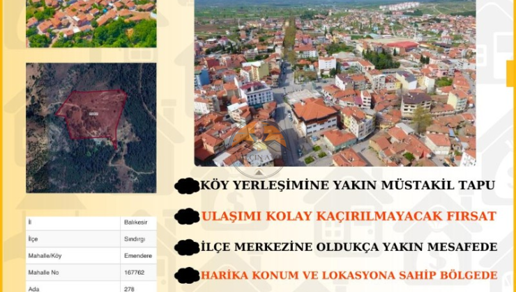 Balıkesir Sındırgı Emendere’de Müstakil Tapulu Tarla – Yatırım İçin Kaçırılmayacak Fırsat