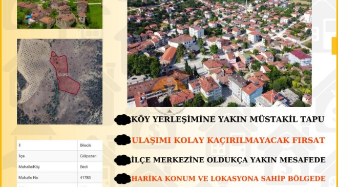 Bilecik Gölpazarı Bedi’de Müstakil Tapulu Tarla – Kaçırılmayacak Yatırım Fırsatı