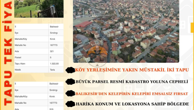 Balıkesir Sındırgı Kınık’ta Müstakil İki Tapulu Yatırımlık Tarla – Kaçırılmayacak Fırsat