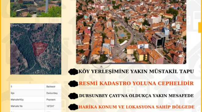 Balıkesir Dursunbey Poyracık’ta Yatırımlık Müstakil Tapulu Tarla – Kaçırılmayacak Yatırım Fırsatı