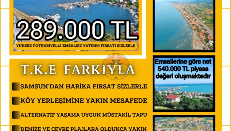 Karadeniz’in Gözbebeği Samsun’da Yatırımlık Arazi – Kaçırılmayacak Fırsat